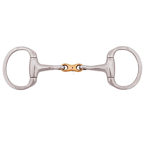 0 Wędzidło oliwkowe pełne STALLION-L z płaskim łącznikiem mosiężnym, stal nierdzewna, 14.5cm / 15165