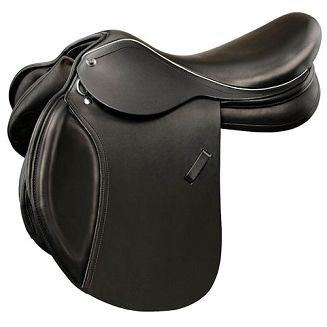 DAW-MAG Siodło skokowe, młodzieżowe VICKY - wersja EXCLUSIVE / 02032 kolor czarny z białą wypustką.