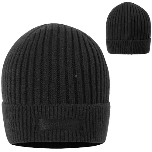 Sportowa czapka zimowa COVALLIERO dzianina podszyta polarem Black / 32310