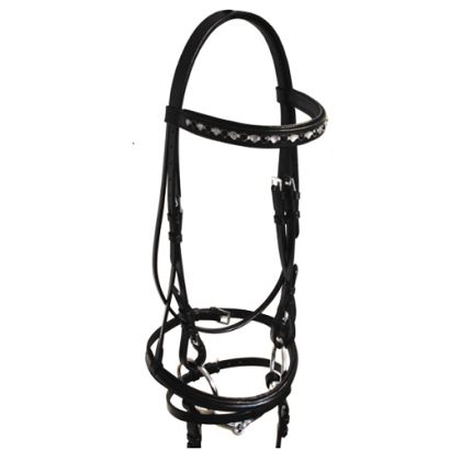 Ogłowie skórzane Y Hearts z nachrapnikiem kombinowanym / 3822