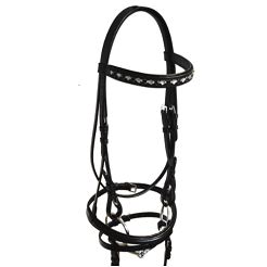 Ogłowie skórzane Y Hearts z nachrapnikiem kombinowanym / 3822