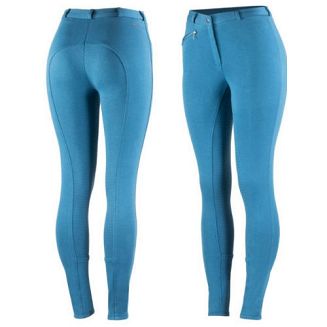 Bryczesy HORZE ACTIVE damskie, z pełnym silikonowym lejem - morski 