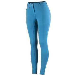 Bryczesy HORZE ACTIVE damskie, z pełnym silikonowym lejem - morski 