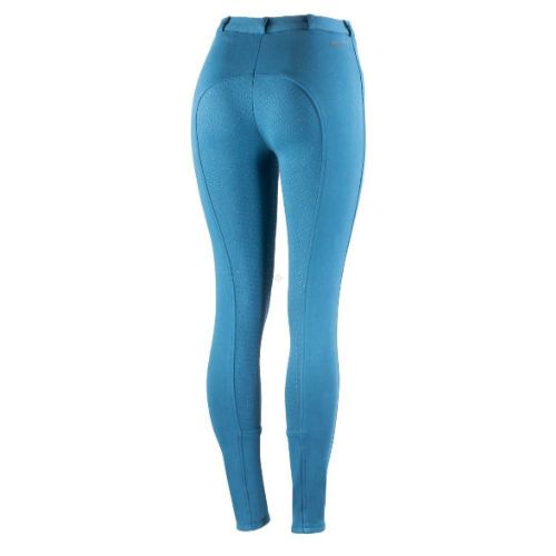 Bryczesy HORZE ACTIVE damskie, z pełnym silikonowym lejem - morski 