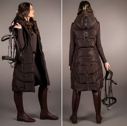 Długa kamizelka jeździecka damska  LAURIA GARRELLI  Arezzo Dark Brown / 15380