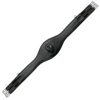 DAW-MAG Popręg treningowy - skórzany z gumami z dwóch stron / 11032 - kolor czarny