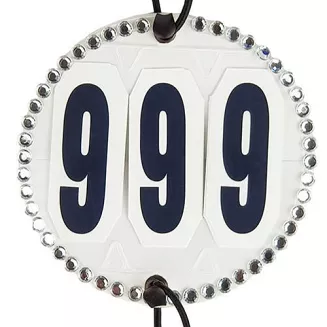 0 Numerek startowy 3-cyfrowy, okrągły z kryształkami - para / 810103 - 2