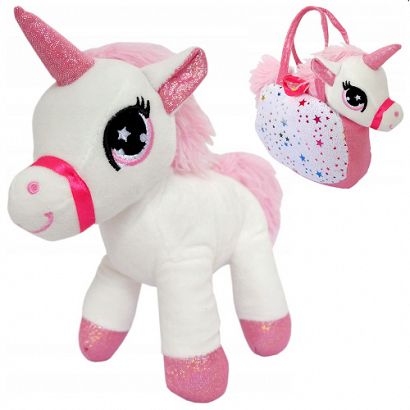 Plush unicorn in a bag
