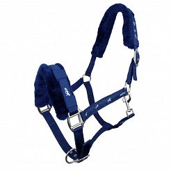 Halter for horses PARYS with removable fur - navy blue