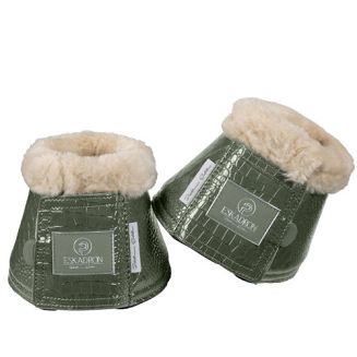 Kalosze ESKADRON Croco Fauxfurz futrem, Platinum - kolor zielony - ashgreen
