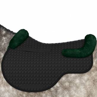 Czaprak skokowy MATTES EUROFIT z futrem medycznym, czarna bawełna futro zielone