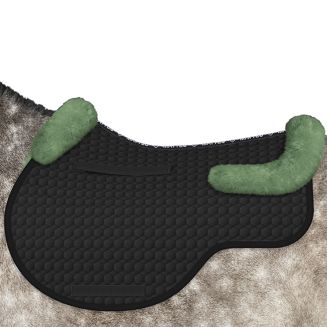 Czaprak skokowy MATTES EUROFIT z futrem medycznym, czarna bawełna futro mint