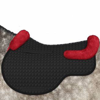 Czaprak skokowy MATTES EUROFIT z futrem medycznym, czarna bawełna futro czerwone