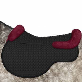 Czaprak skokowy MATTES EUROFIT z futrem medycznym, czarna bawełna futro burgundy