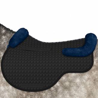 Czaprak skokowy MATTES EUROFIT z futrem medycznym, czarna bawełna futro royal blue