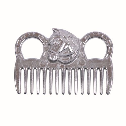 STALLION Grzebień do grzywy aluminiowy z głową konia / 23212 