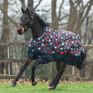 Turnout Rug HKM Norwich, Waterproof, No Filling, Navy and Stars / 14987 - 2