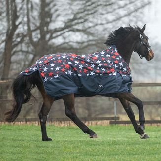 Turnout Rug HKM Norwich, Waterproof, No Filling, Navy and Stars / 14987 - 4