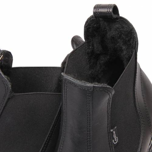 CAVALLINO Sztyblety skórzane ocieplane sztucznym futrem damskie - krótkie wsuwane buty do jazdy konnej   (rozmiary od 32 do 42) / 0415801 