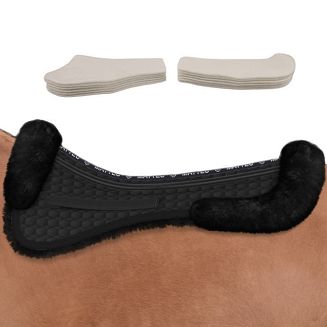 Podkładka korekcyjna pod siodło ujeżdżeniowe MATTES  z futra medycznego - czarna bawełna i czarne futro