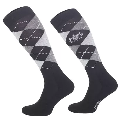  Equestrian Knee-High Socks Merino graphite-grey-white / SJPW 12