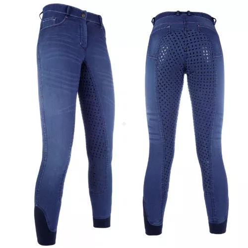HKM Bryczesy młodzieżowe SUMMER Denim Easy Jeans z pełnym silikonowym lejem / 1105