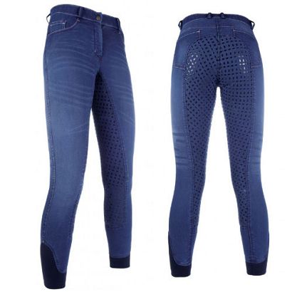 0 Bryczesy młodzieżowe HKM  Summer Denim Easy Jeans, z pełnym silikonowym lejem  / 11055