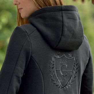 Bluza bawełniana z kapturem COVALLIERO Anniversary grafitowa - 4