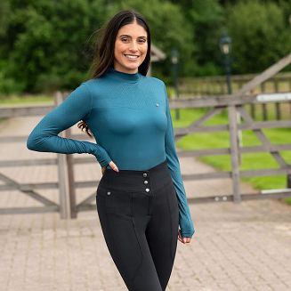 0 Bryczesy jeździeckie damskie QHP Micah, pełny silikonowy lej, czarne / 8846 - 6