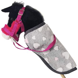 Rug for HOBBY HORSE, nylon and fleece, fuchsia and hearts - 3