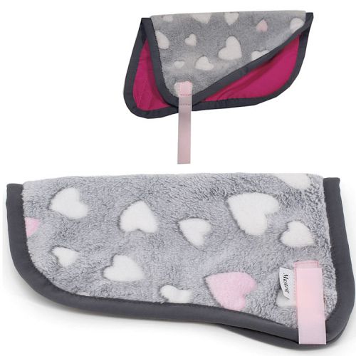 Rug for HOBBY HORSE, nylon and fleece, fuchsia and hearts