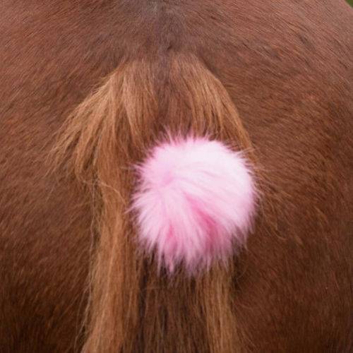 Ogonek królika na koński ogon QHP - kolor różowy
