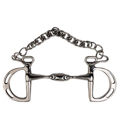 Spanish bit METALAB  Kimberwick double jointed with oval link / 590064