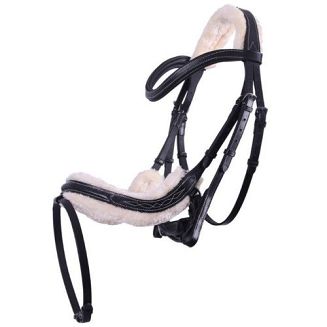 Ogłowie skórzane QHP ONTARIO anatomiczne / 9072 - czarne