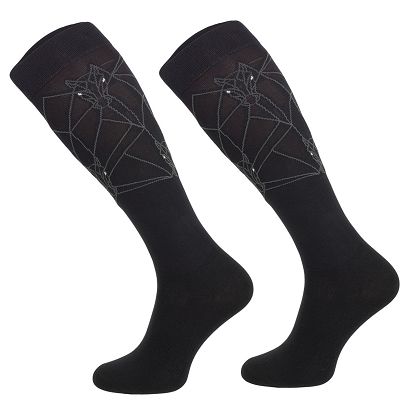 Equestrian functional knee-high socks GEOMETRIC HORSE Black/ SJF 15