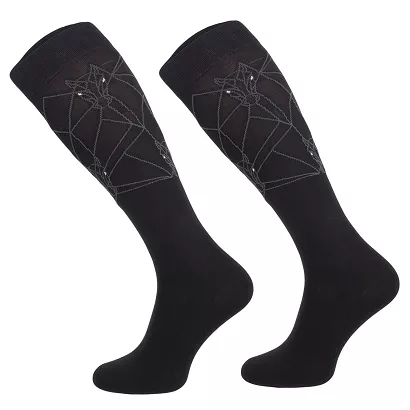 Equestrian functional knee-high socks GEOMETRIC HORSE Black/ SJF 15