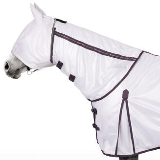 Derka siatkowa z kapturem i maską HORZE La Paz Fly Set, White and Black Plum/ 24845 - 6