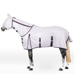 Derka siatkowa z kapturem i maską HORZE La Paz Fly Set, White and Black Plum/ 24845