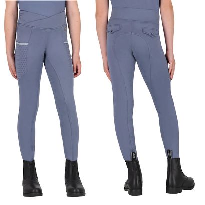 Youth Riding Tights QHP Aubree, Full Silicone Seat Misty Blue /8914