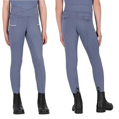Youth Riding Tights QHP Aubree, Full Silicone Seat Misty Blue /8914