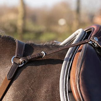 Leather Breastplate QHP Basic Pro  with Detachable Martingale Black / 2218 - 3