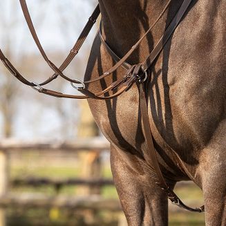 Leather Breastplate QHP Basic Pro  with Detachable Martingale Black / 2218 - 5