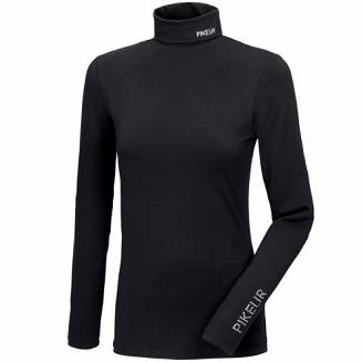 Bawełniana bluzka damska PIKEUR Sina, długi rękaw, Jesień - Zima 2023  - kolor czarny - black