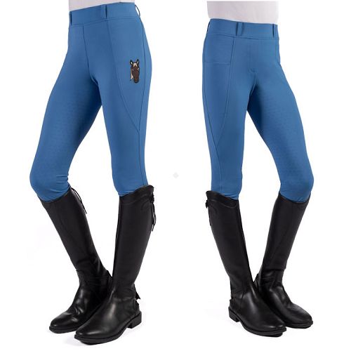 Bryczesy Legginsy jeździeckie, dziecięce HKM Mia z silikonowym pełnym lejem, Blue / 15339