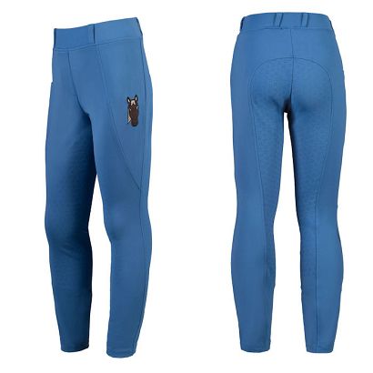 Bryczesy Legginsy jeździeckie, dziecięce HKM Mia z silikonowym pełnym lejem, Blue / 15339