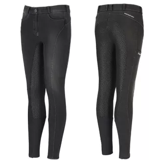 Bryczesy PIKEUR Tesia, młodzieżowe jeans z pełnym silikonowym lejem - black