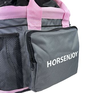 Grooming Accessories Bag HORSENJOY Large, Grey with Pink Trim - 3