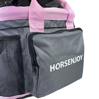Grooming Accessories Bag HORSENJOY Large, Grey with Pink Trim - 3