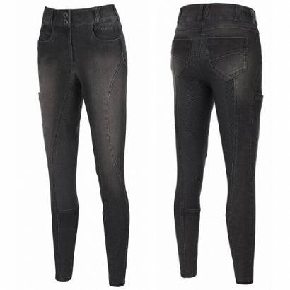 Bryczesy damskie PIKEUR Lisha Jeans, z pełnym silikonowym lejem,  Jesień - Zima 2022 - kolor czarny - denim black
