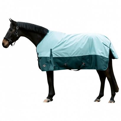 Turnout rug HKM Chester, lined with fleece, turquoise and green/ 14984